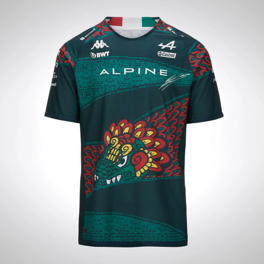 🇲🇽 Camiseta Oficial Alpine F1 GP México 2023, firmada personalmente por Esteban Ocon